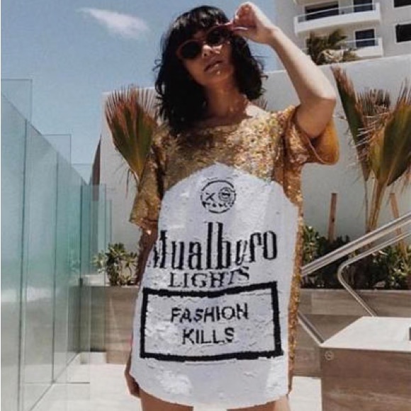 MUALBORO FASHION KILLS SEQUIN MAXI TEE DRESS - Picture 1 of 6